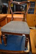 A Victorian rosewood rail back dining chair