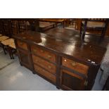 A Period oak dresser base and plate rack