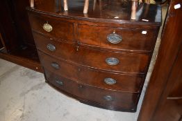 A 19th Century mahogany bow fronted chest of two over three drawers