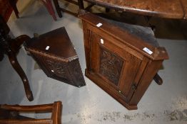 Two 19th Century carved corner cupboards, small proportions