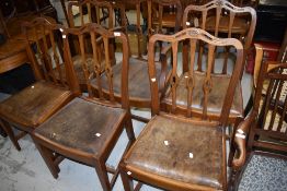 A set of five (three plus two) early 20th Century mahogany dining chairs