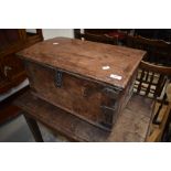 A period style small showman or similar chest with clasp fastener