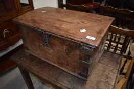A period style small showman or similar chest with clasp fastener