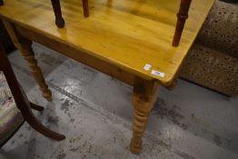 A Victorian and later stained frame pine kitchen table, approx. 91 x 76cm
