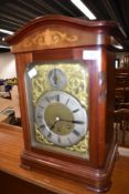 An Edwardian style mahogany cased mantel clock, striking movement, signed Gustav Becker, signed P18,