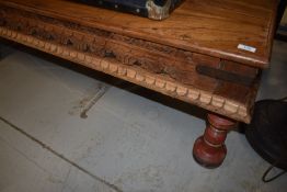A rustic composite coffee table