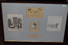 Tom Dodson, (contemporary), montage sketches and prints, signed and attributed, 36 x 52cm, framed