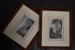 (19th century), two engravings, Lakeland landscapes, 12 x 18cm, modern mounted framed and glazed, 26