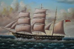 (20th century), an oil painting, galleon at sea, 61 x 91cm, and Webb, (20th century), schooner at