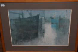M J Praed, after, a Ltd Ed print, Harbour Shapes, signed and num 11/1000, 31 x 43cm, mounted