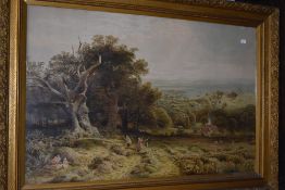 (20th century), after, a print, country landscape, 63 x 98cm, gilt plaster framed and glazed, 81 x