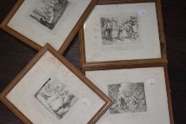G R Lewis, (19th/20th century), four engravings, French interest, 20 x 25cm,later mounted framed and