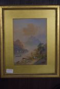 G Hines, (19th/20th century), a pair of watercolours, Scottish loch scenes, 26 x 18cm, gilt effect