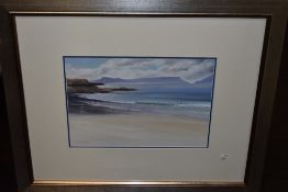 William H Jones, (contemporary), a mixed media painting, coastal scene, signed, 27 x 37cm, mounted