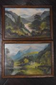 Willis Pryce, (20th century), a pair of oil paintings, Borrowdale and the Langdale pikes from raw
