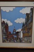 Chas Jacobs, (contemporary), after, a print, Eastgate Chester, dated 1996, 47 x 36cm, mounted framed