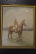 K Collings, (20th century), a watercolour, horse and rider, signed, 43 x 34cm, framed, 49 x 39cm