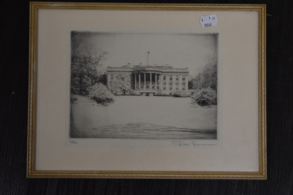 Don Swann, (1889-1954), after, a Ltd Ed etching, The White House, signed and num 34/300 and