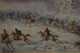 Jakob Jung, (1819-1844), attributed to, a near pair of watercolours, European winter military