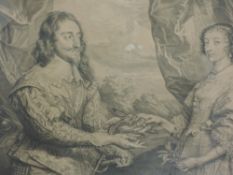 Anthony Van Dyck, (1599-1641), after, an engraving, Charles I and Henrietta Marie with laurel