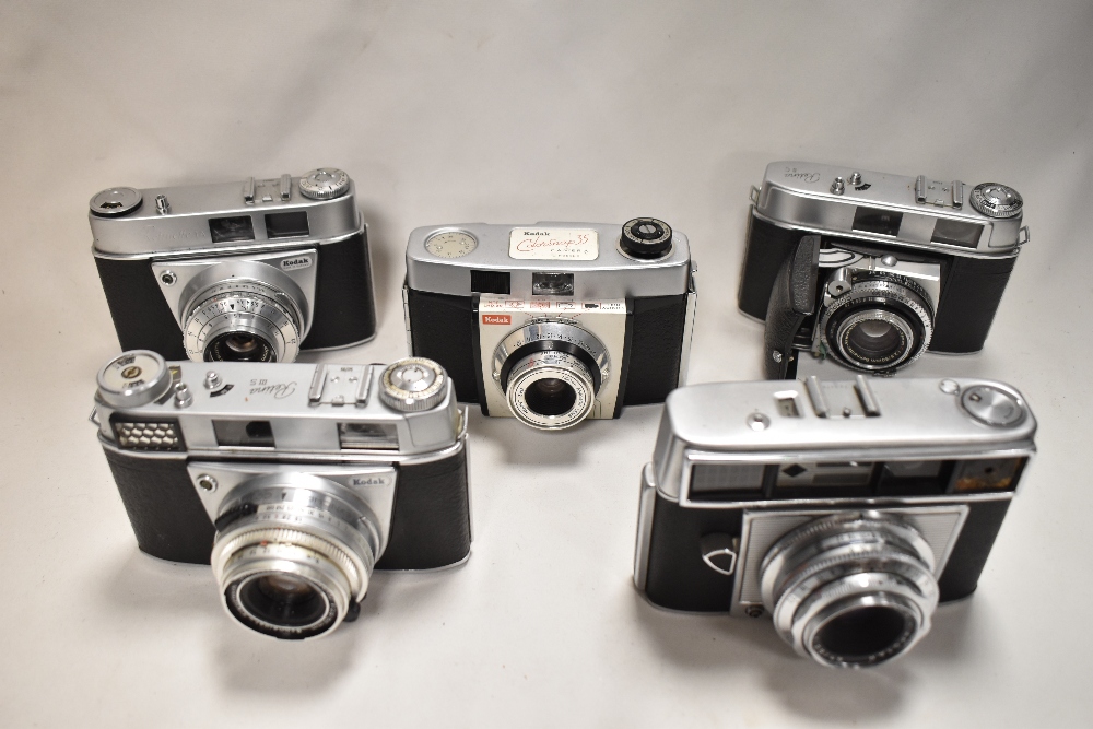 Four Kodak and one Agfa camera. A Kodak Colorsnap35, a Retinette 1A, a Retina IIC and a Retina - Image 2 of 3