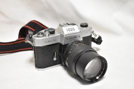 A Yashica TL-Electro camera No 50701849 with Helios 1:2,8 f=135mm lens No 822733-3