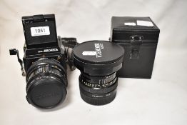 A Zenza Bronica SQ 6x6 medium format camera with Zenza Bronica Zenzanon-PS 1:2,8 f=80mm lens and