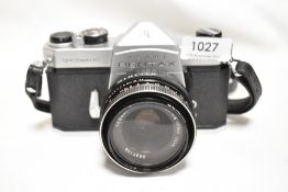 An Asahi Pentax SP Spotmatic camera No3590471 with Carl Zeiss Jena Tessar 2,8/50 lens No9537108