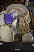 An eclectic lot containing a selection of tableware including Wedgwood & Co Ltd blue and white and