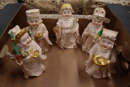 A set of five modern Chinese figures for good luck and fortune