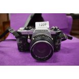 A Pentax ME Super camera with 1:2 50mm lens