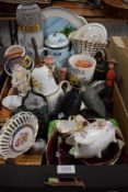 A selection of ceramic items including Villeroy & Boch wedding themed platter, figurines and other