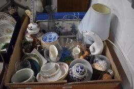 A miscellaneous collection of items including Royal Doulton bread plate, Wedgwood and glassware.