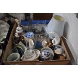 A miscellaneous collection of items including Royal Doulton bread plate, Wedgwood and glassware.