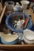 A variety of ceramics including blue and white bowl, Duchess jug and some small flatware items.