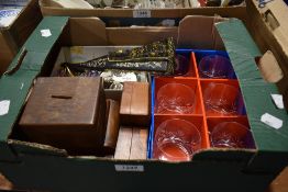 A small selection of items including a set of six boxed Wellington Bohemia Crystal glasses, boxed