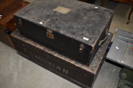 Two antique tool chests of large proportions