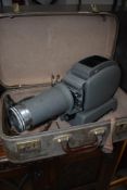 A vintage Leitz slide projector, cased