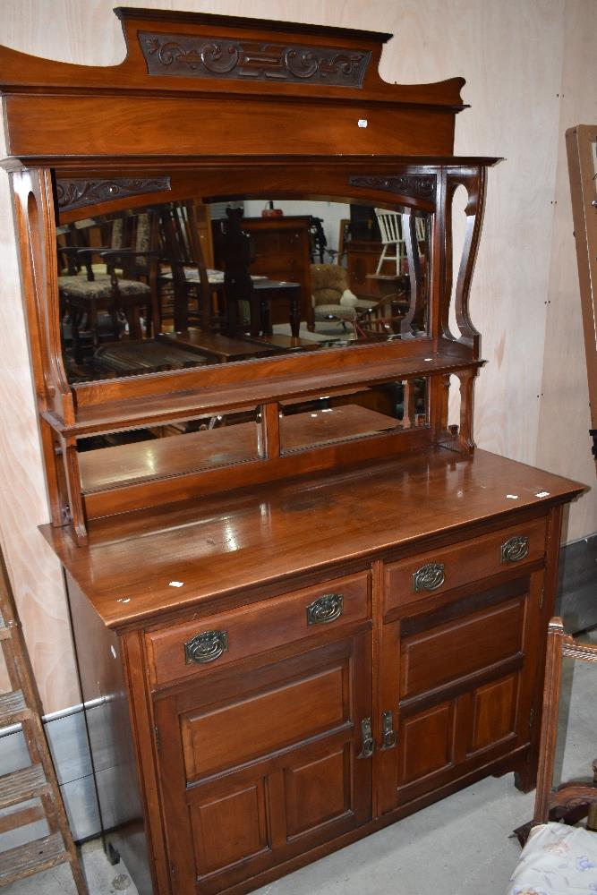 A late Victorian mahogany mirror backed sideboard