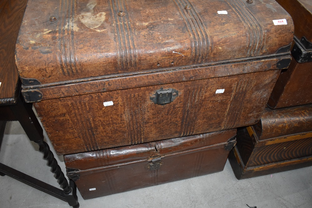 Two vintage tin trunks including scumbled effect