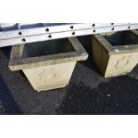 A pair of large concrete planters, width approx 69cm height 55cm, ideal for outdoor Christmas