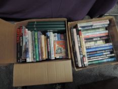 Two boxes of Motor Racing Volumes including many Biographies, Ferrari, Jaguar, The Turbo Years etc