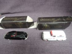 Two Brooklin Model 1:43 scale diecasts, no31 Pontiac Sedan Delivery Mobiloil and no 33 1938