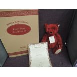 A Limited Edition Steiff Bear Teddy Bear Burgundy 40 659973 2909/3000 white tag certificate and box