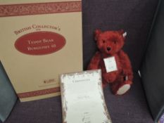 A Limited Edition Steiff Bear Teddy Bear Burgundy 40 659973 2909/3000 white tag certificate and box