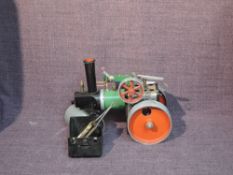 A Mamod Live Steam Roller with burner and back box