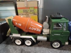A wooden and plastic hand built scale model of a 6 wheeled Cement Wagon, Ready Mix