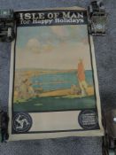 An original portrait Isle of Man Advertising Poster after P.Chisolm, Isle of Man for Happy Holidays