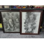 Two framed and glazed prints, Manchester United, Sir Matt Busby 1909-1994, bearing signature Steve