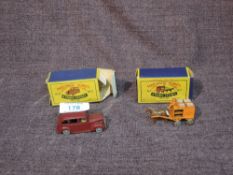 Two Matchbox Lesney diecasts, No 7 Milk Float in orange and No 17 Austin Metropolitan Taxi in
